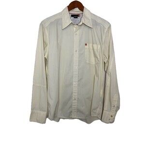 Quicksilver Men's Small Pale Butter Yellow Long Sleeve Button down Shirt